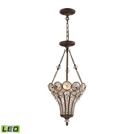 Elk Lighting Christina 3-Lght Chandelier in Mocha w/Clear Crystal - Incl LED Bulbs 12032/3-LED